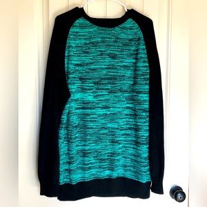Carbon Sweater, Men’s Size 2XL, Black & Teal, NWOT, Well Made 100% Cotton